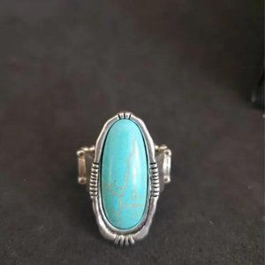 Stretch faux turquoise ring